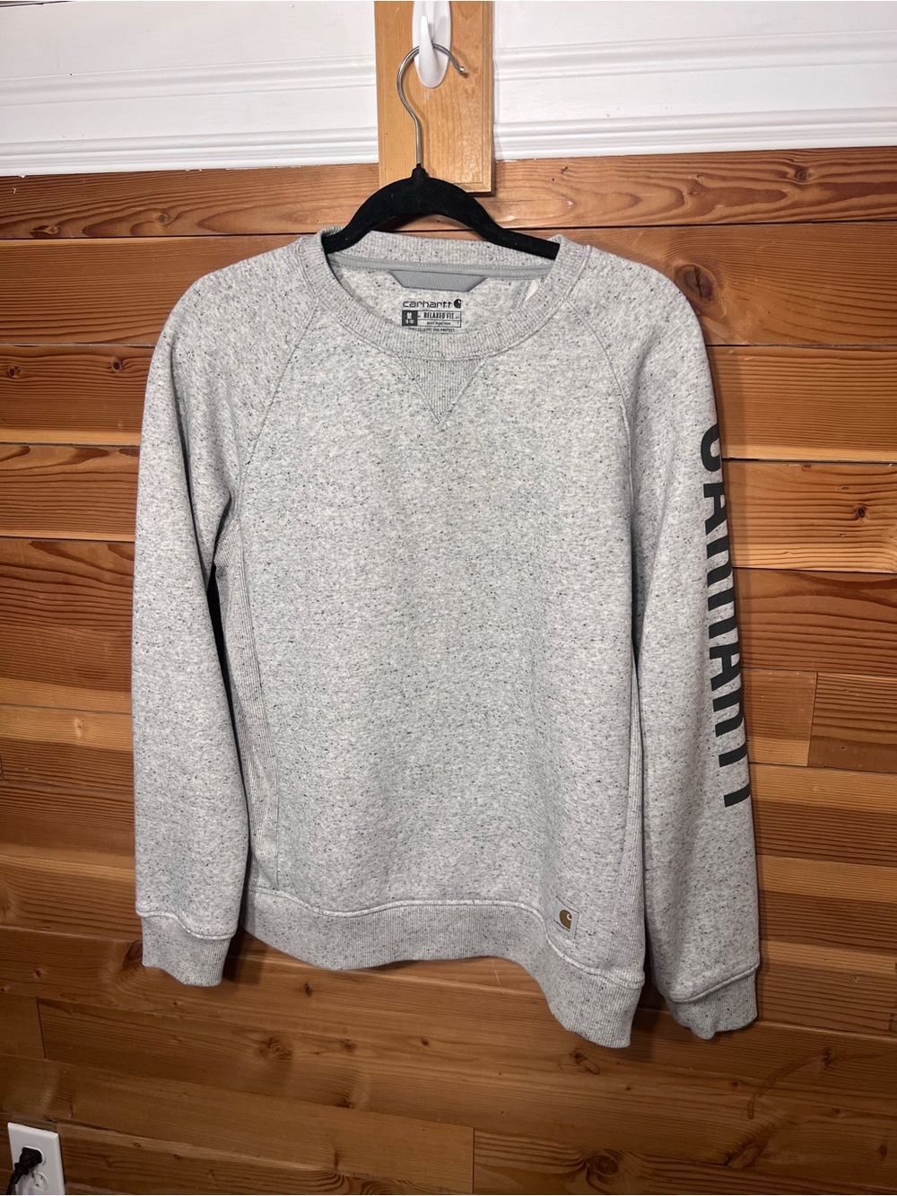 Carhartt Women’s M Light Heather Gray Crewneck Sweatshirt with Sleeve Logo